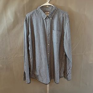 Gap Mens XL Standard Fit Black Checkered Button Down Shirt